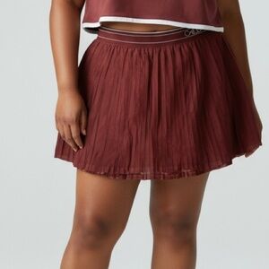 Calia Pleated Mesh Skort Red Brown